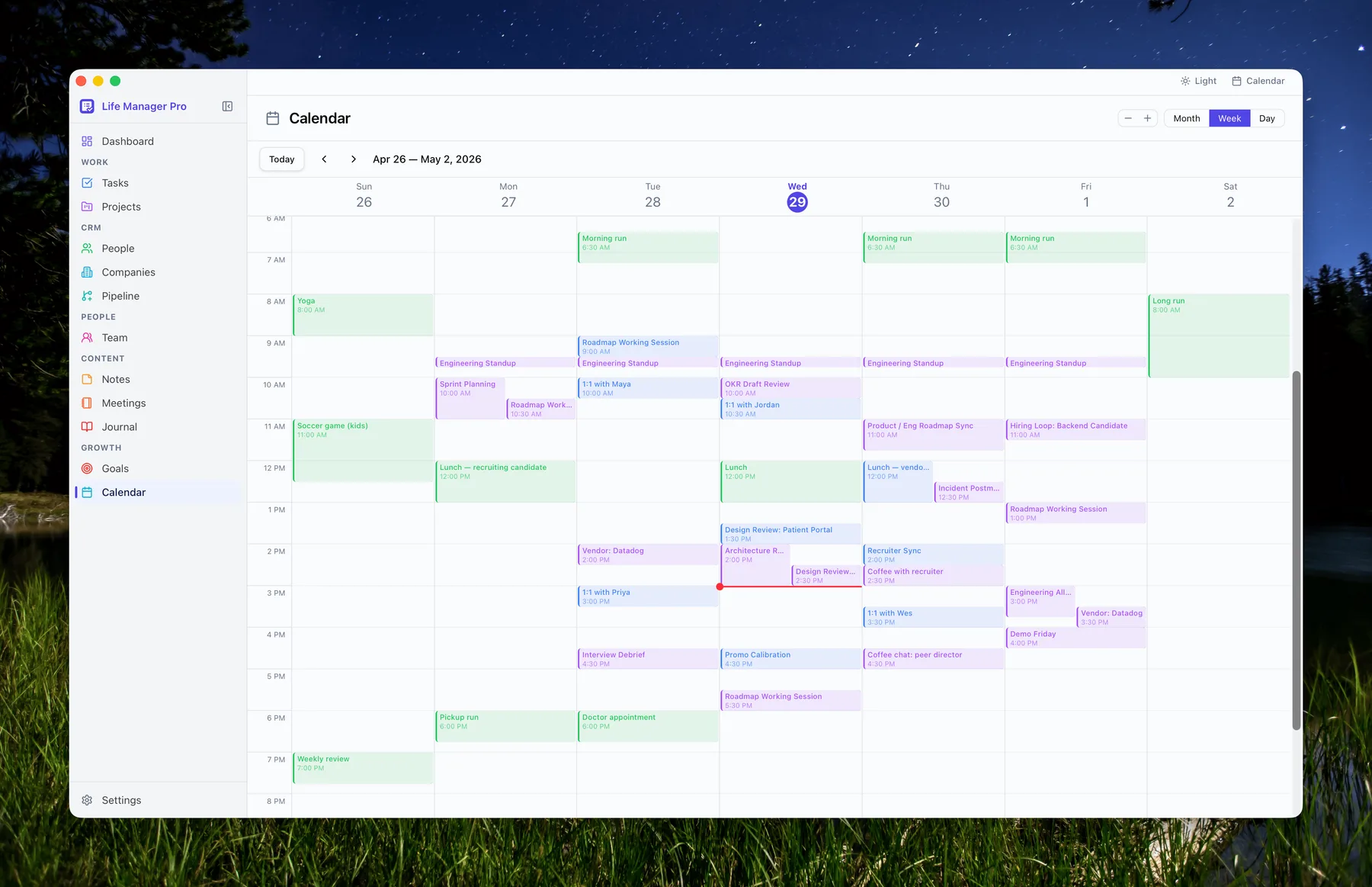 Calendar — week view