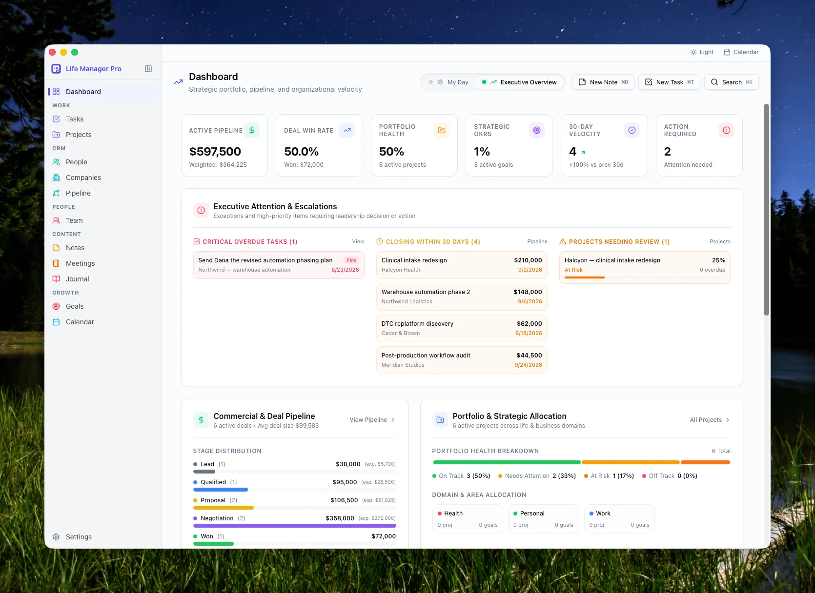 Executive Overview dashboard