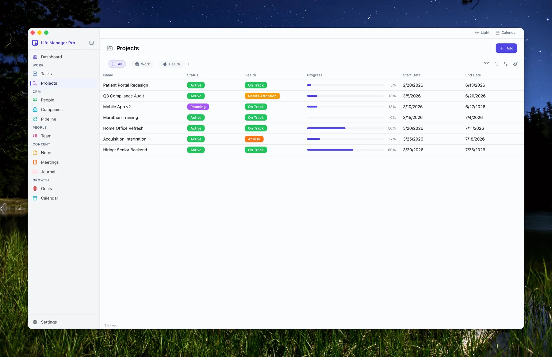 Project list