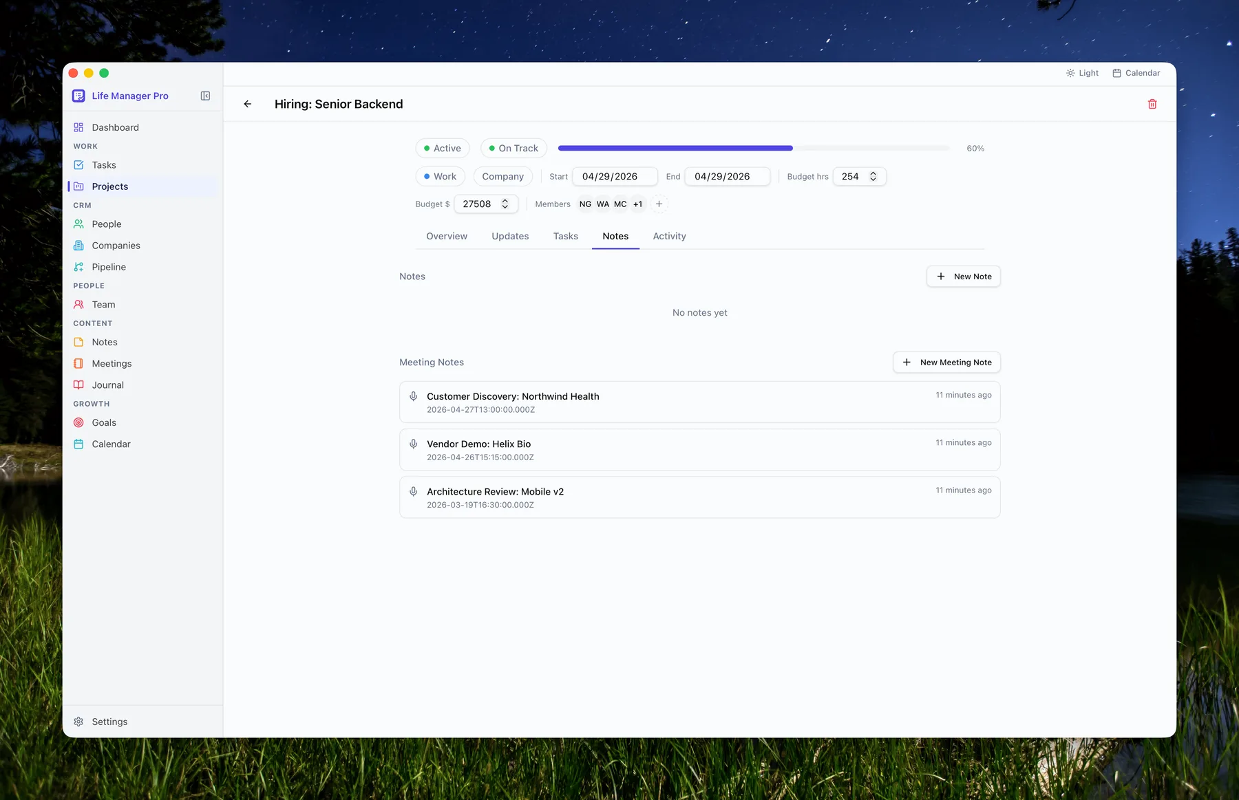 Project notes