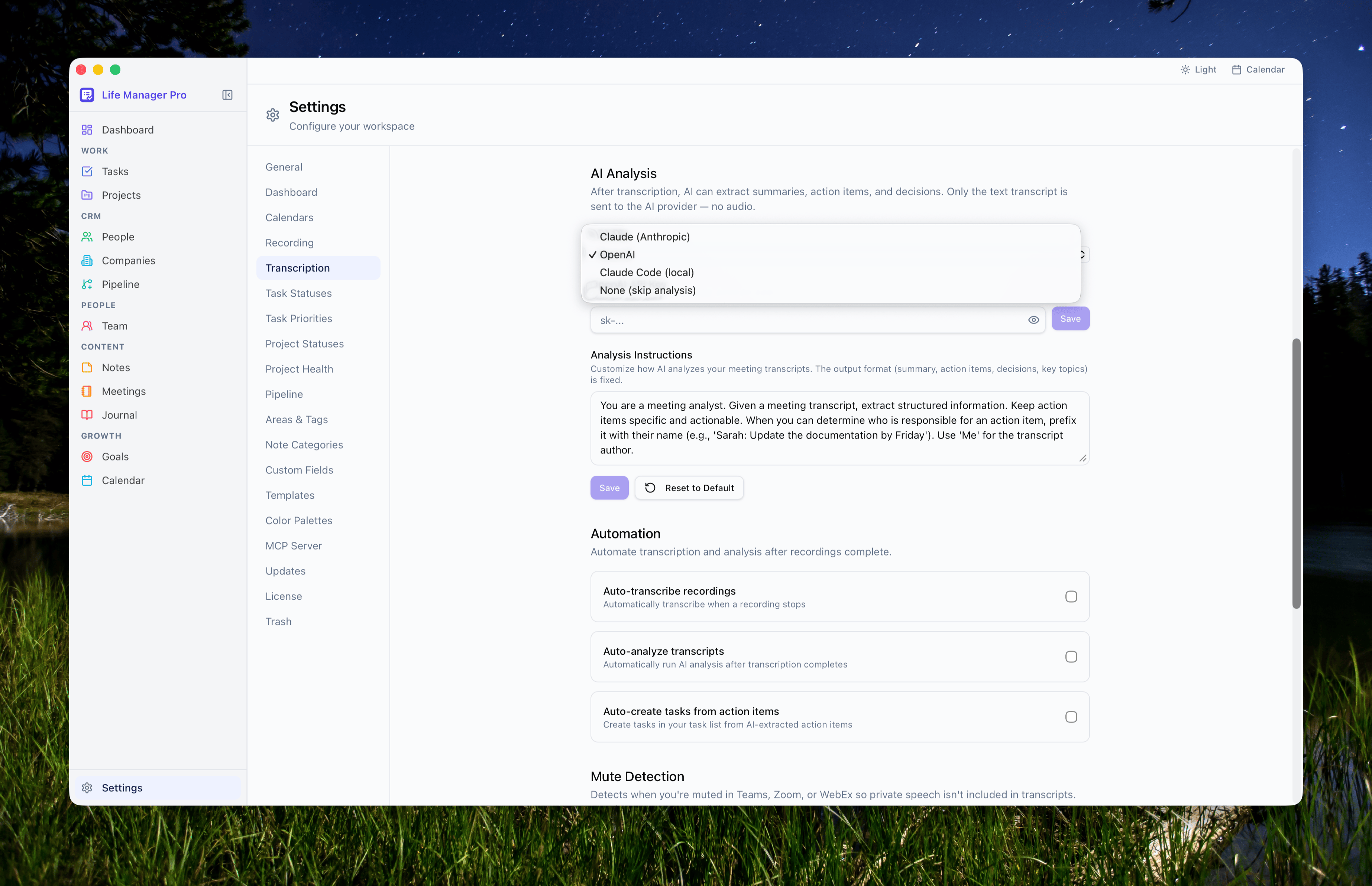 Settings Ai Analysis Options