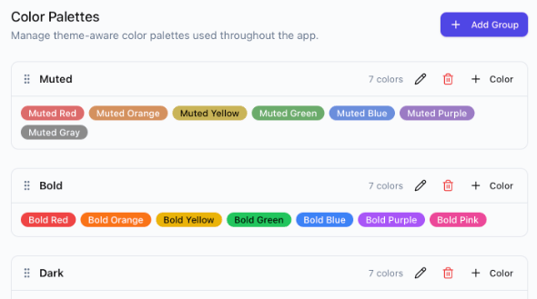 Color palette settings — light mode